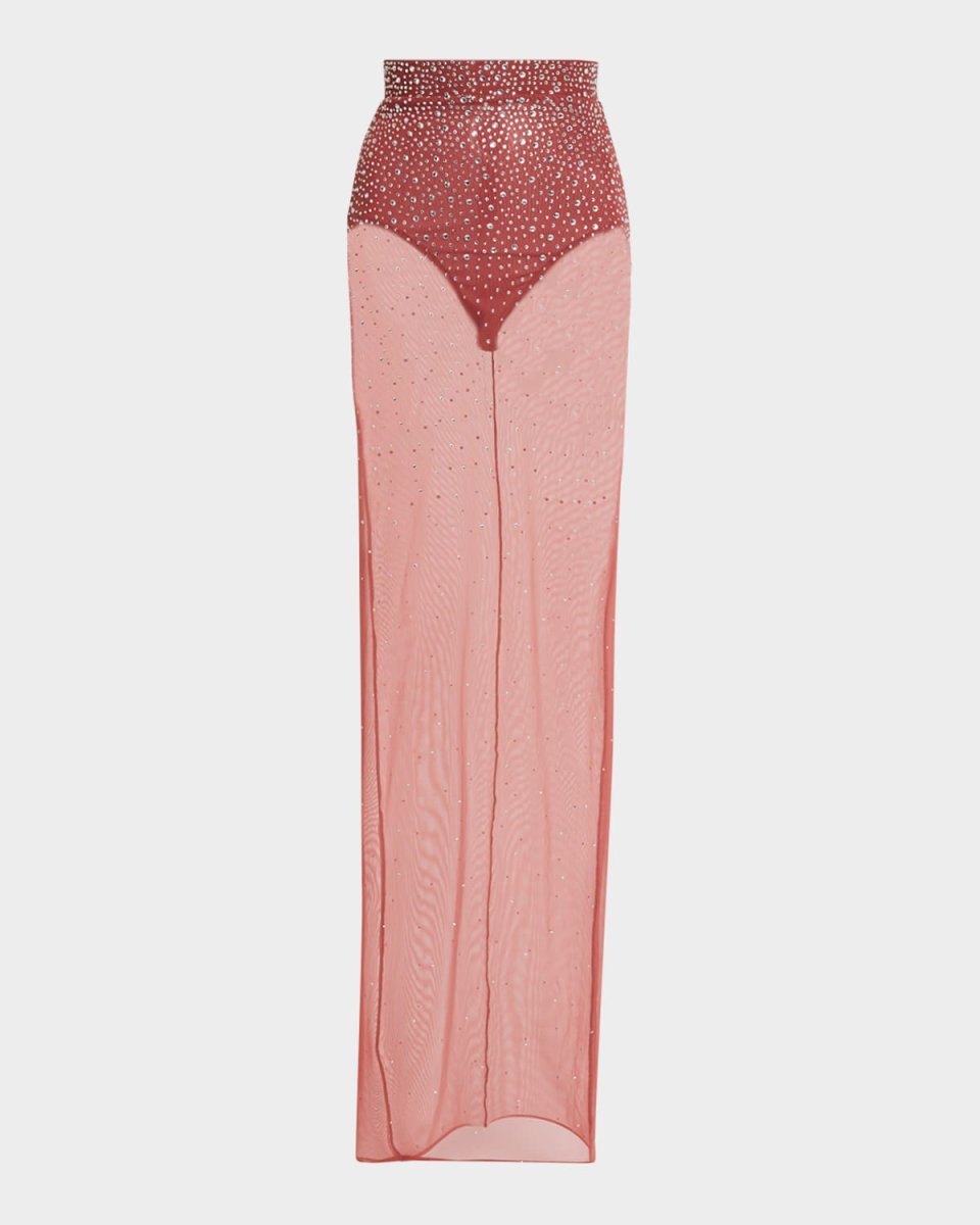Column Maxi Skirt in Crystal Mesh